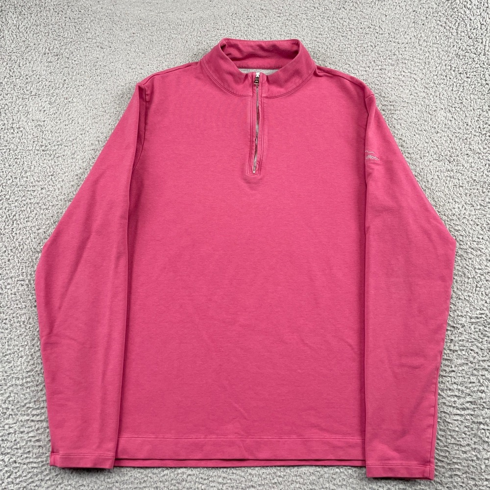 Peter Millar Pullover Mens XL Pink Crown Crafted 1/4 Zip Ledgerock Logo Cotton